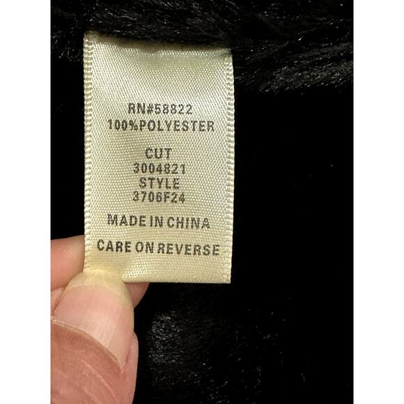 Max Studio Short Jacket Faux Fur Lining Suede Hook Eye Closure Black Large NWOT - Picture 9 of 9